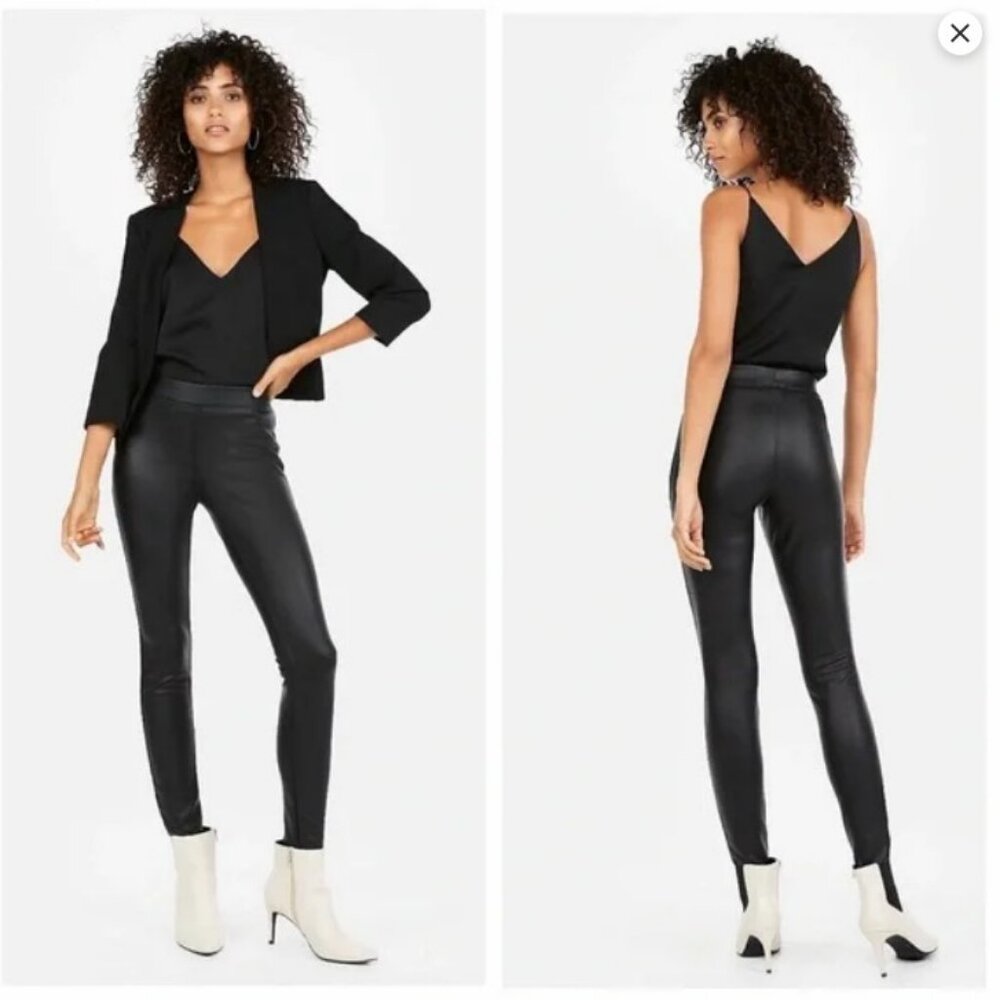 2/$30 Express Black Matte Faux Leather Mid Rise Pants Sz. M #2269